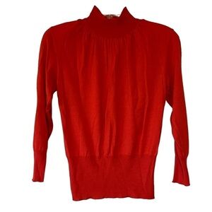 Vintage Mondi Sweater Knit High Neck Red Rust Sz 34